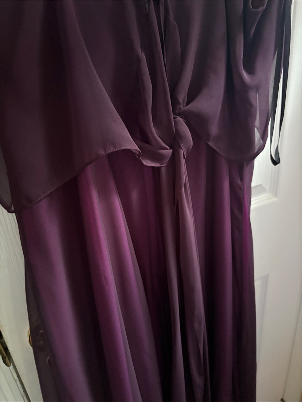 Women's Purple Layered Spaghetti-Strap Evening Dress - Picture 5 of 5